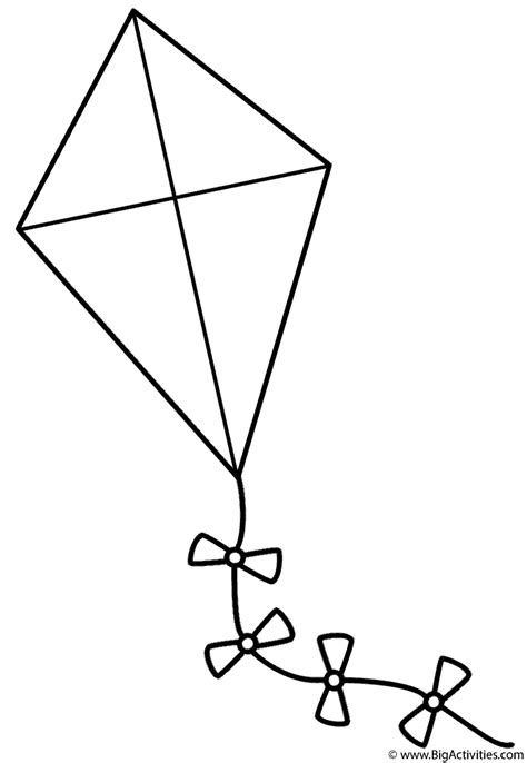 kite  bows coloring page spring