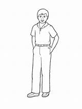 Standing Brother Drawing Boy Coloring Pages Man Drawings Lds Wearing Young Shirt Library Getdrawings Illustration Inclined Primarily Symbols Trousers Primary sketch template