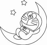 Doraemon Coloring Pages Sleep Moons Doremon Cartoon Kids Netart Moon Nobita Color sketch template