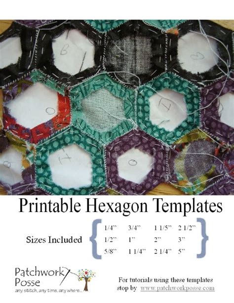 printable hexagon template  quilting patchwork posse