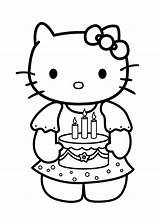 Kitty Hello Coloring Birthday Pages Cake Candles Kids sketch template
