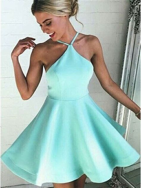 Sexy A Line Mint Green Short Homecoming Dress Sexy Halter Cocktail