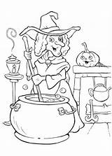 Witch Cauldron Procoloring Brewing Cooking Potion Colorluna sketch template