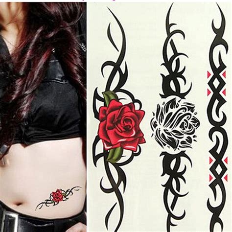 sexy rose floral removable waterproof temporary tattoo body sticker 1pc