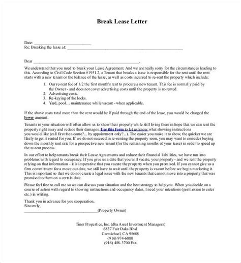 lease termination letter templates