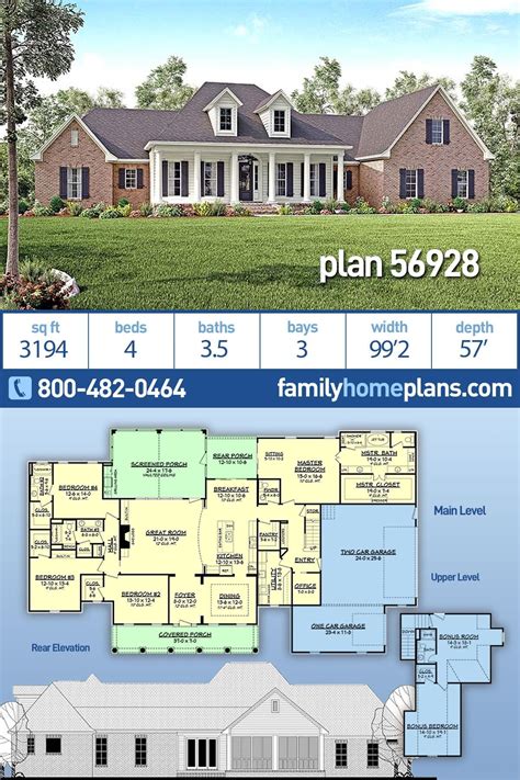 southern colonial house plan   sq ft  bedrooms  baths    car garage
