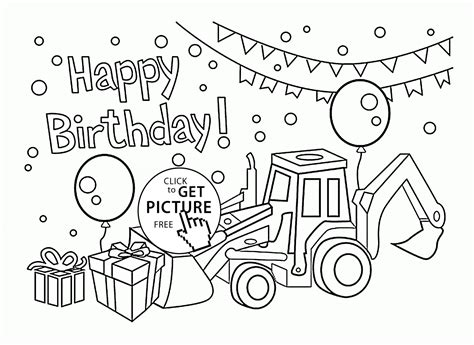 happy birthday printable coloring card