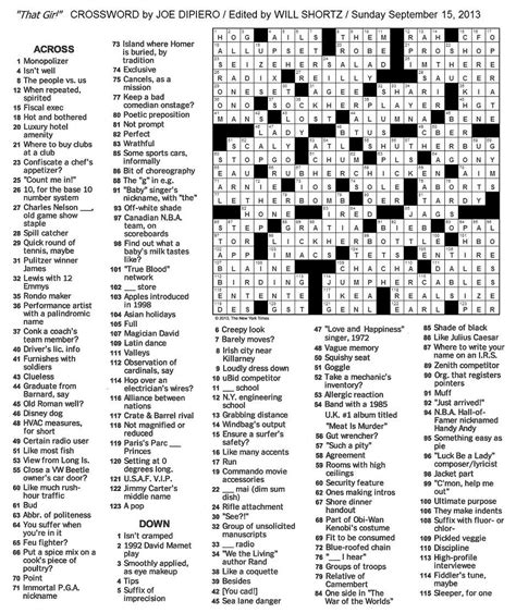 york times crossword  gothic   sunday crossword