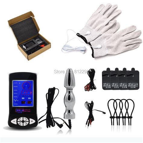 Electro Shock Kit E Stim Ring Big Electro Sex Anal Plug Gloves Electro