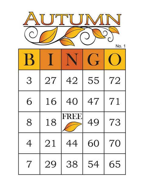 pin  fall bingo cards
