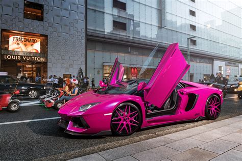 pink lamborghini aventador turns heads  tokyo carscoops