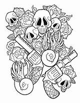 Skull Skulls Gun Crossed sketch template