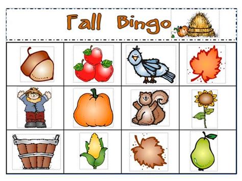 images  kids fall bingo cards printable  printable fall
