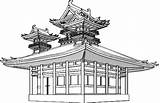 Pagoda Temples Oriental sketch template