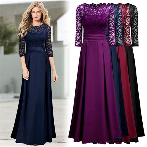 women s long formal eveing party maxi wedding gowns cocktail lace full dresses ebay