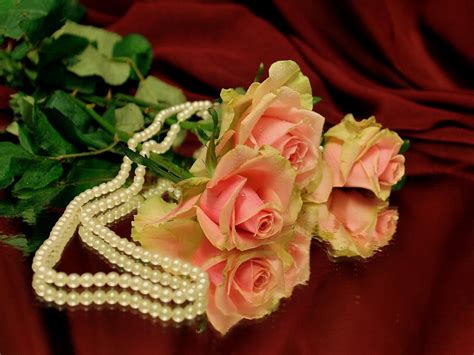 Pink Pearls And Roses Wallpaper
