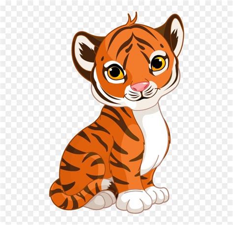 share clipart  cute cartoon tiger cub find  high