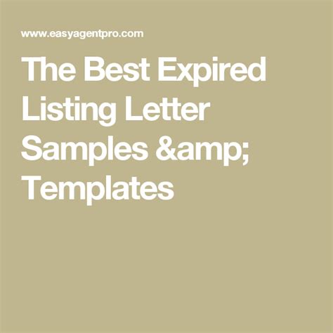 expired listing letter sample templates    letter