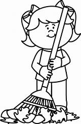 Clipart Leaves Raking Girl Fall Leaf Colouring Pages Autumn Clip Kids Sweep Sweeping Coloring Girls Help Sooty Rake Cliparts Boy sketch template
