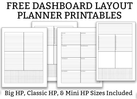 weekly dashboard planner  printable templates  nora