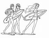 Coloring Pages Friends Barbie Fallon Hadley Surfing Merliah Print Surfer Getcolorings Template Button Through sketch template