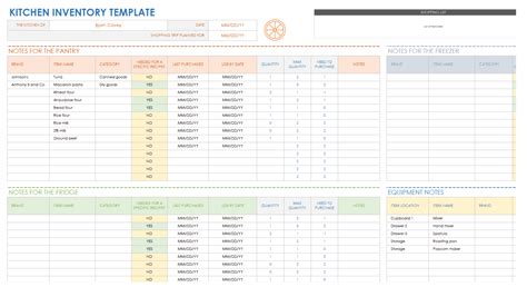 food inventory templates smartsheet