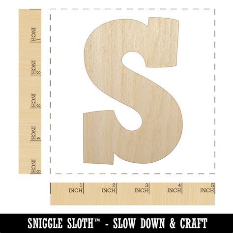 Letter S Uppercase Fun Bold Font Unfinished Wood Shape Piece Cutout For