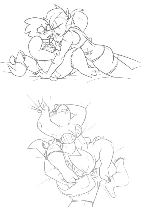rule 34 after kiss alphys bird s eye view biting lip black and white