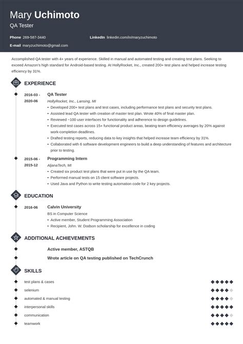 qa tester resume examples   software testers