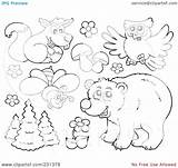 Animals Forest Coloring Pages Plants Outlines Clipart Collage Animal Digital Illustration Royalty Visekart Rf Brilliant Underground Collection Birijus Background Transparent sketch template