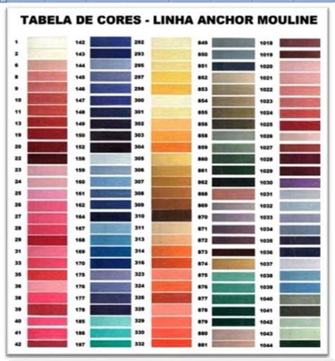 pin de afg em bordado tabela de cores cores linhas anchor