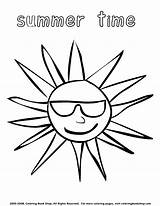 Coloring Sun Sunglasses Wearing Popular Summer sketch template