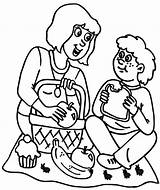 Picnic Family Coloring Pages Mother Netart Drawing Clipartmag sketch template