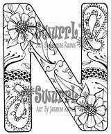 Letters Monogram Pages Coloring Etsy Template Zentangle Print sketch template