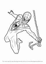 Morales Miles Spider Man Draw Drawing Ultimate Step Cartoon sketch template