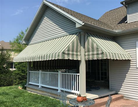 green striped porch awnings   drop curtain kreiders canvas service