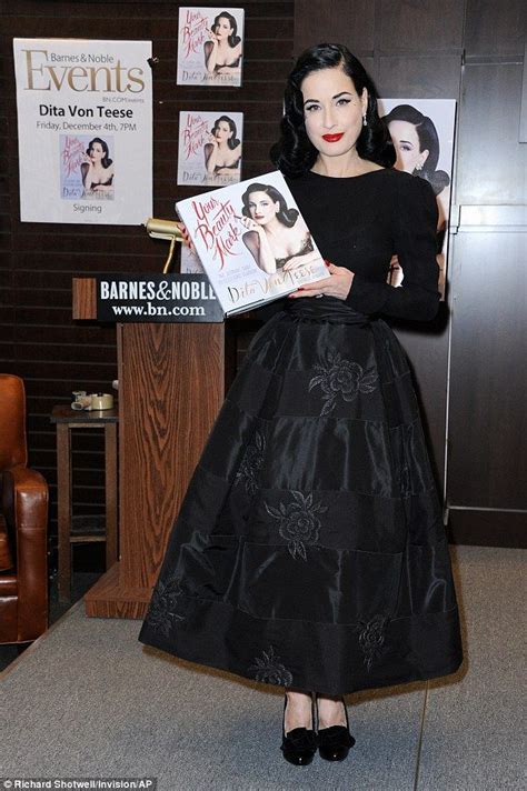 Dita Von Teese Shows Off Her Hourglass Figure In Fifties Style Dress