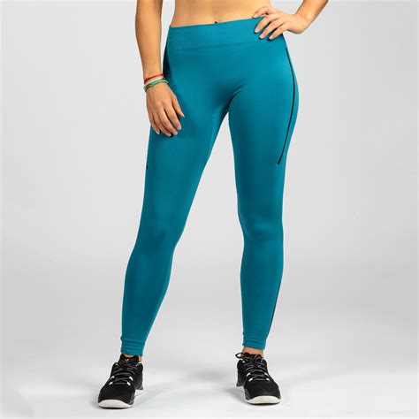 domyos fitness legging crosstraining  voor dames blauwzwart decathlonnl