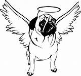 Pug Coloring Pages Cute Angel Drawing Baby Puppy Outline Printable Print Clipart Pugs Dog Perro Dogs Clip Mops Tattoo Colouring sketch template