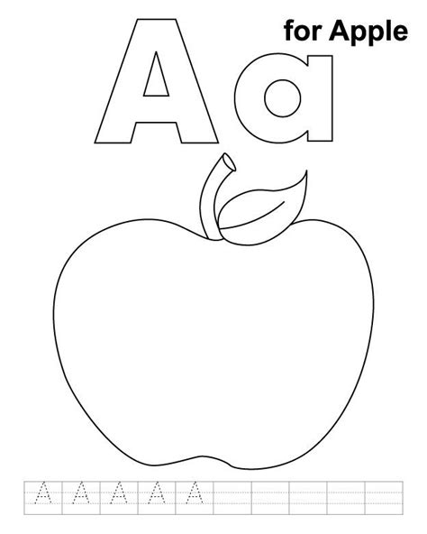 apple coloring page  handwriting practice