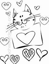 Coloring Valentine Cat Printable Valentines Pages Kids Smiling Hearts Printables Getdrawings sketch template