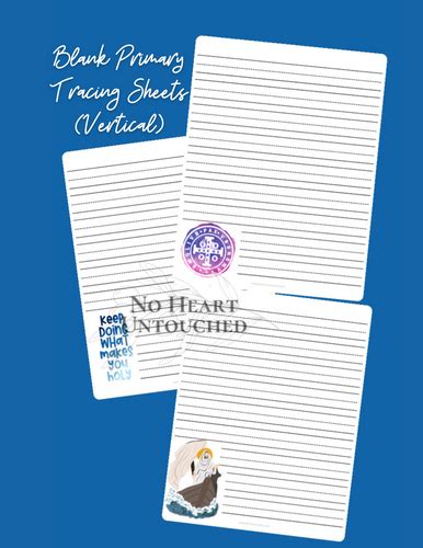 blank primary writing sheets vertical digital   heart