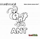 Word Coloring Printable Pages Colouring Preschool Ant Words Colour Cartoon Tvokids Activities Wordworld Sketchite Sketch Ants Printables sketch template