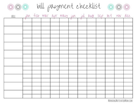 editable bill tracker printable