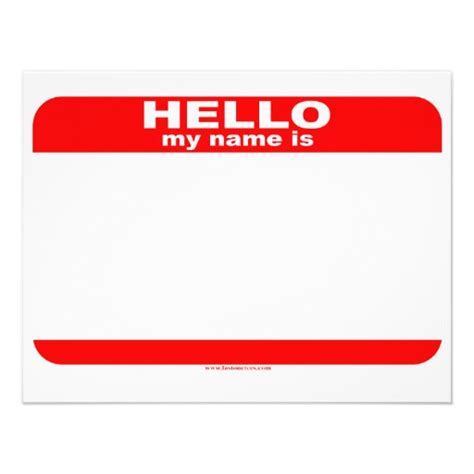 Hello My Name Is Blank Copy 11 Cm X 14 Cm Invitation Card