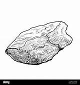 Pietra Roccia Linea Illustrazione Tracciata Vettore Isolato sketch template