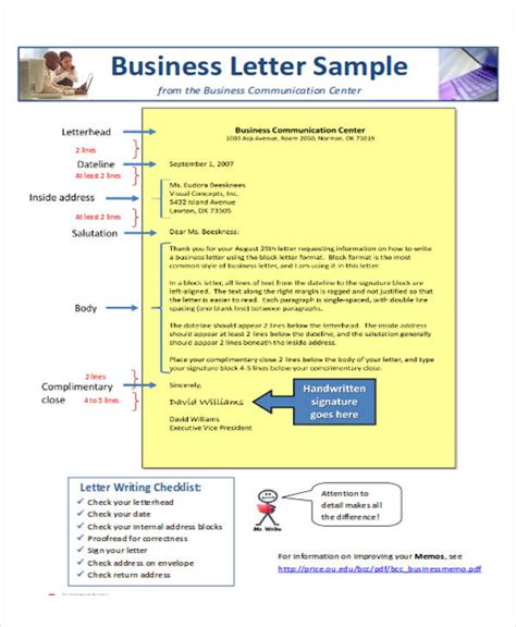 sample business letter layout templates