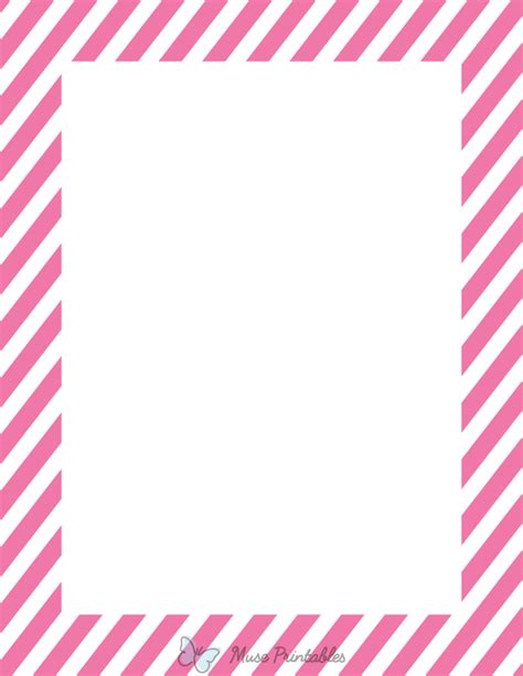 printable pink  white diagonal striped page border