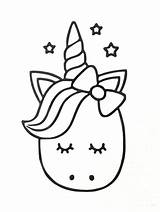 Unicorn Coloring Cute Pages Face Cartoon Drawing Para Colorir Desenhos Sticker Decal Unicornio Color Kawaii Printable Print Birthday Vinyl Colours sketch template