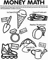 Money Math Coloring Crayola Pages Print sketch template